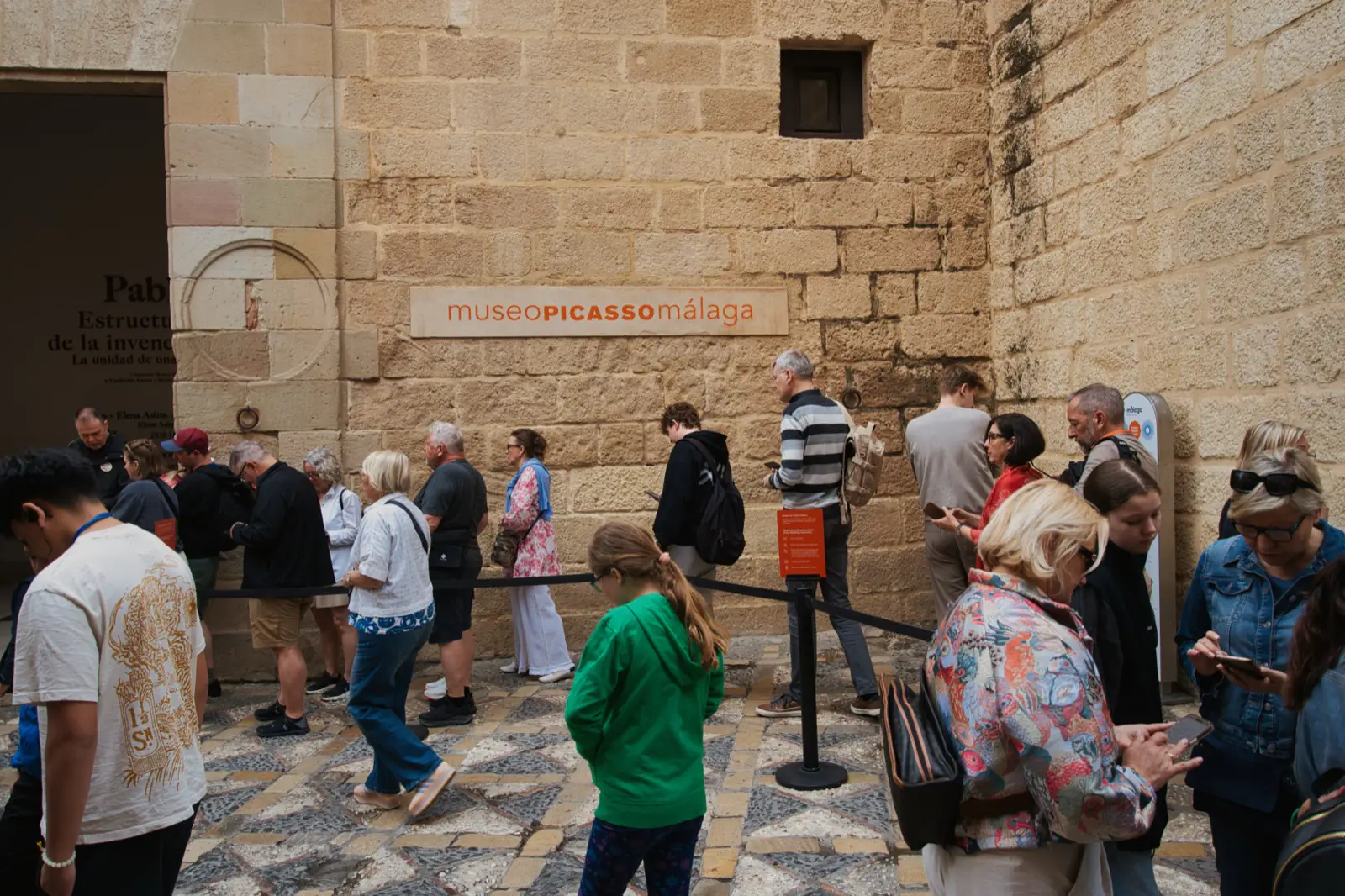 Visitors queuing outside the Museo Picasso Malaga entrance