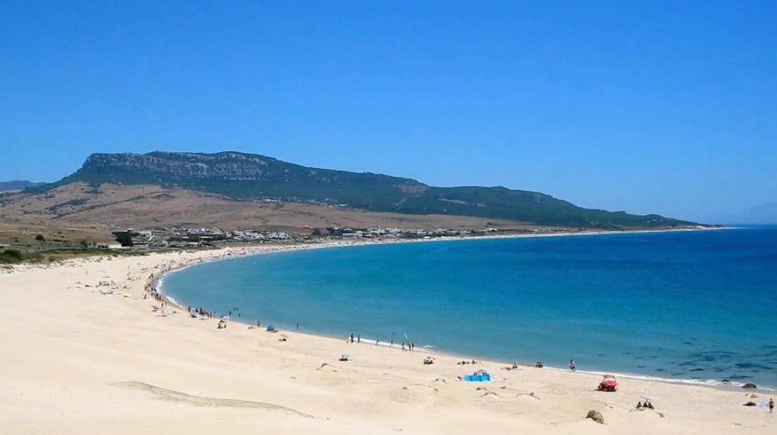 Playa de Bolonia near Tarifa, wide natural Atlantic beach with pale sand
