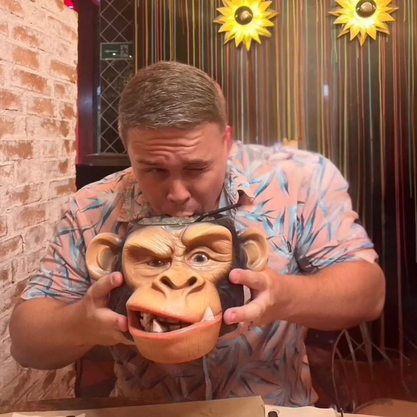 Jethro having fun with a cocktail