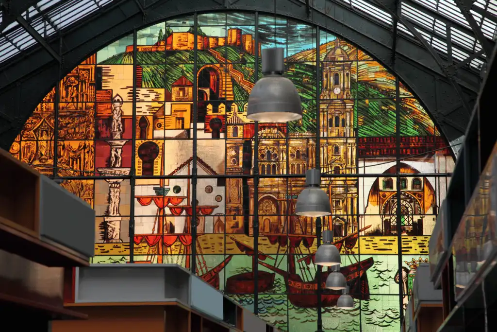 Stained glass in Malaga fresh market spain 1024x683 1
