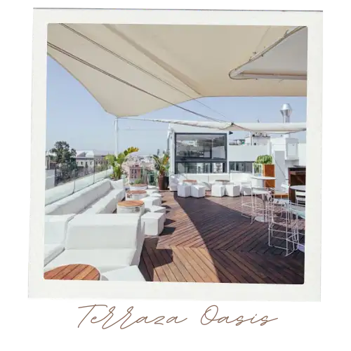 Terraza Oasis rooftop bar with lounge seating