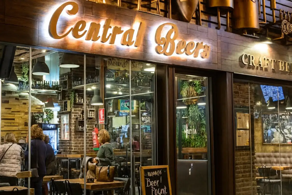 The entrance to the Central Beers pub in Malaga Old Town.