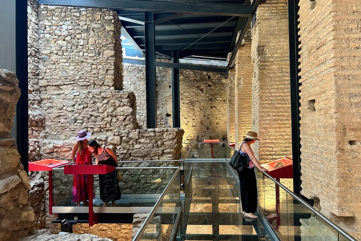 Glass walkway through the underground ruins of Castillo de San Luis in central Estepona