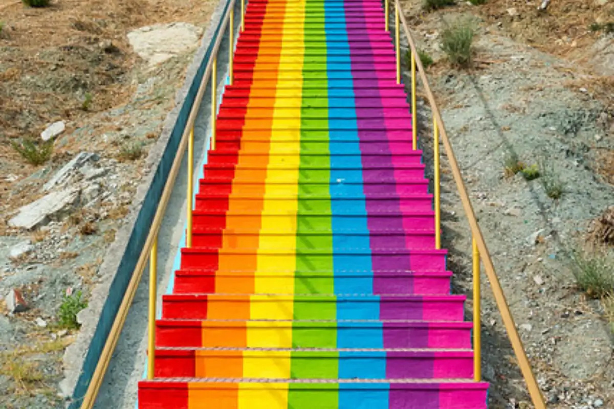 Rainbow-coloured Escalera Arco Iris steps in Estepona old town
