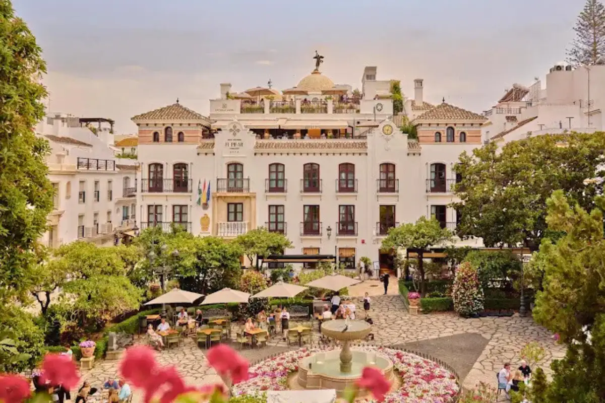 Rooftop terrace view over Estepona Old Town from Hotel Silken El Pilar