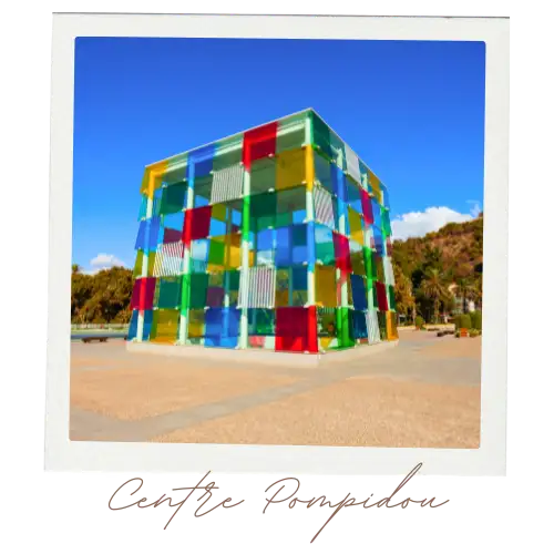 The colourful glass Cube of Centre Pompidou Malaga at the waterfront