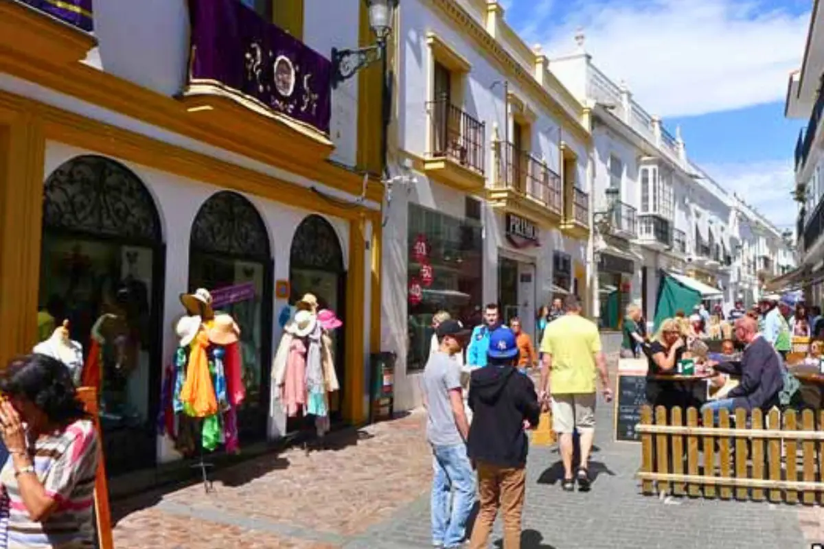 Boutique shops lining a pedestrian street in Nerja Old Town