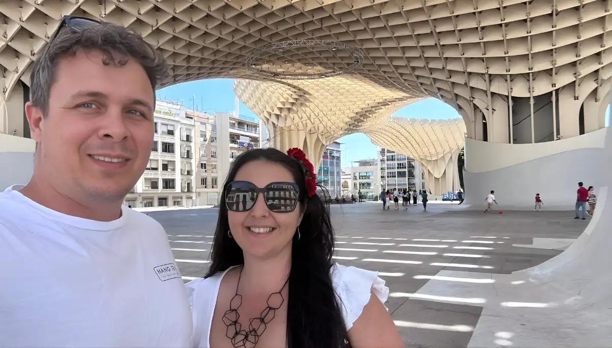 The Metropol Parasol wooden structure in Seville's Centro neighbourhood