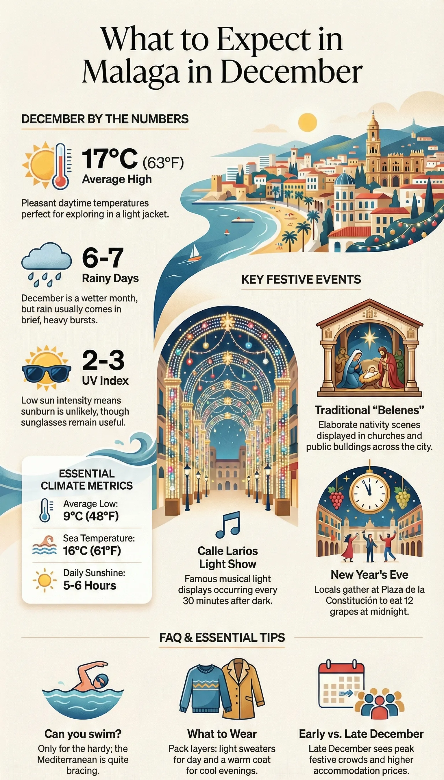 December weather in Malaga infographic