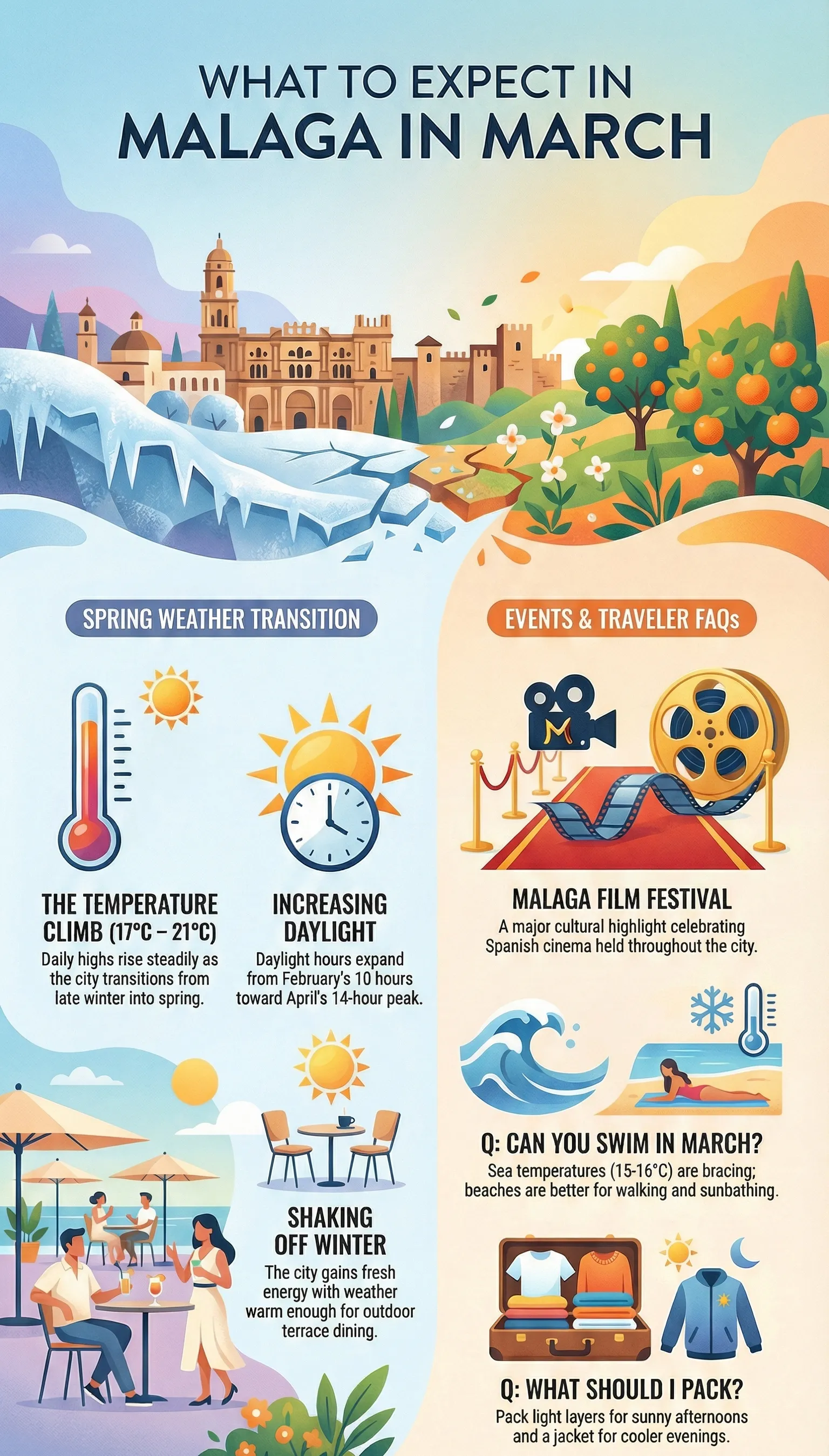 March weather in Malaga infographic