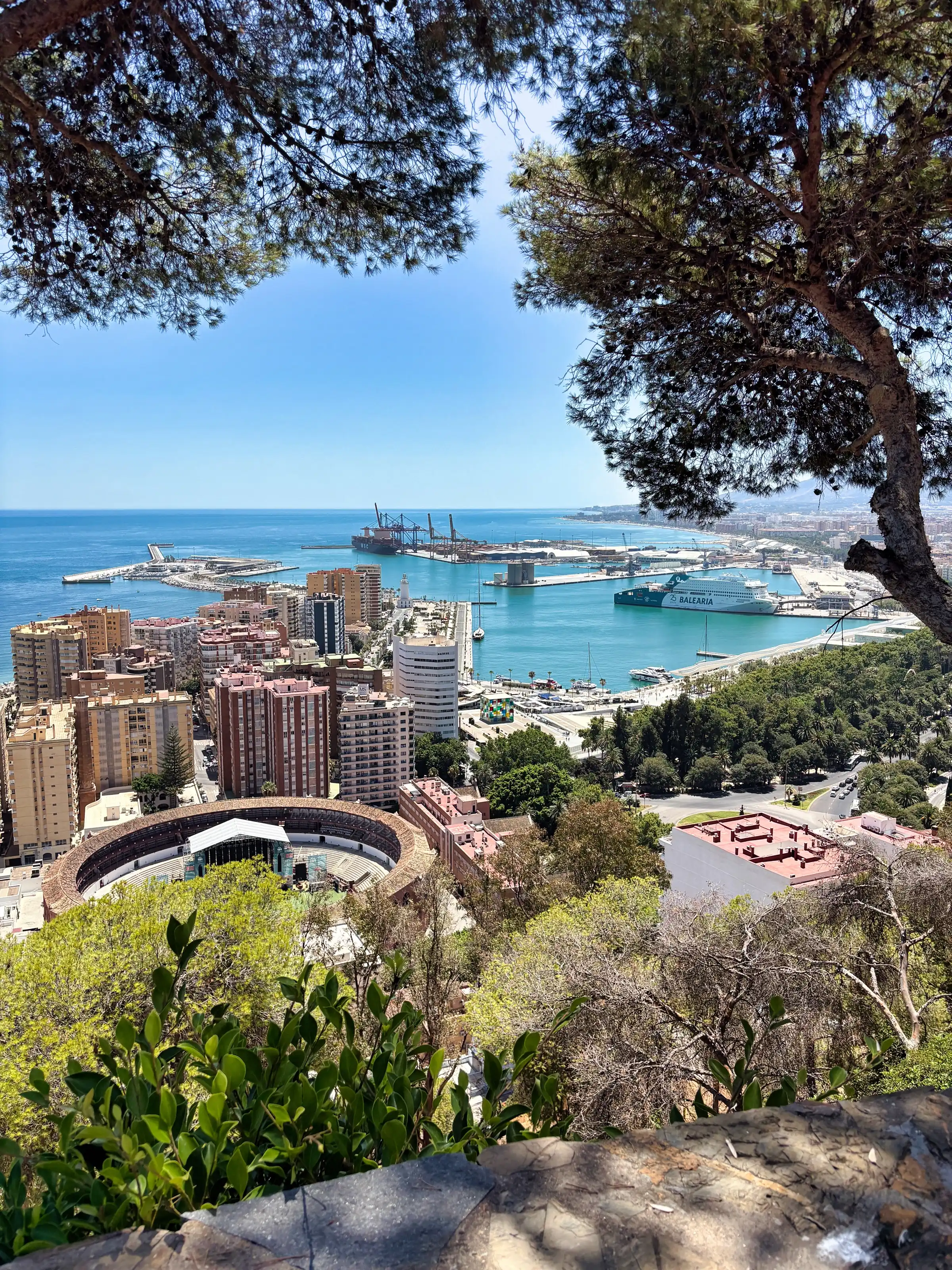 Malaga port at sunset