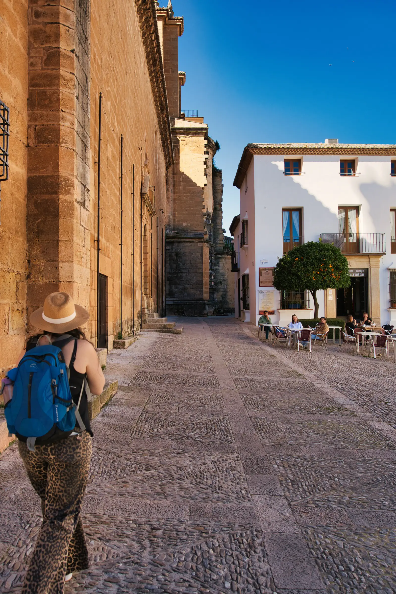 Walking along Ronda's historic walls.